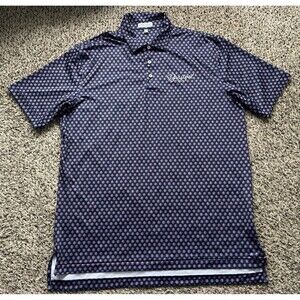 Peter Millar Barstool Golf Polo Shirt Mens Large Blue All Over Print AOP